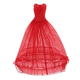 LoveinDIY Doll Wedding Dress Evening Tulle Skirt for 1/3 BJD DZ DOD Dolls - Red