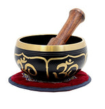 DharmaObjects Relaxing Yoga Meditation Om Peace Singing Bowl/Silk Cushion/Rosewood Mallet Set