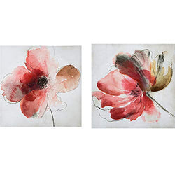 Madison Park, Lovely Blooms 2 Piece Set Wall Art Hand Embellished Canvas, Modern Floral Design, Global Inspired Watercolor Painting Living Room Accent Décor, Multi, 24 x 24