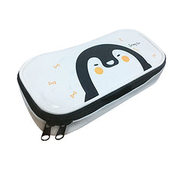 Funny live Large Capacity White Penguin Pen Case PU Pencil Bag Pencil Case Pouch Zipper Bag for