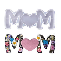 Mom Word Resin Mold, 3D Letter Epoxy Resin Casting Mold with Heart Sign, Silicone Mold for DIY Craft, Home, Table, Wall Hanging Decoration, Mother's Day Decor, Handmade Gift