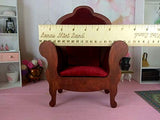 Miniature Dollhouse Throne Chair. 1:6 scale Velvet Handmade Wooden Furniture
