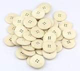 RayLineDo Pack of 100pcs 30mm Plain Wood 4 Hole Round Sewing Crafting Scrapbooking DIY Buttons