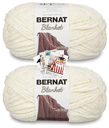 Bernat Blanket Yarn - Big Ball (10.5 oz) - 2 Pack with Pattern Cards in Color (Vintage White)