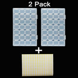 2 Pack 28 Slots Diamond Embroidery Boxs, 5D Diamond Painting Storage Case for DIY with 196 Pieces Craft Label Marker Sticker