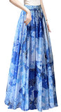 Afibi Womens Blending Chiffon Retro Long Maxi Skirt Vintage Dress (XX-Large, Pattern 7)