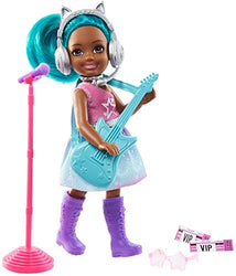 Barbie Chelsea Can Be Playset with Blue Hair Chelsea Rockstar Doll (6-in/15.24-cm), Guitar, Microphone, Headphones, 2 VIP Tickets, Star-Shaped Glasses, Great Gift for Ages 3 Years Old & Up