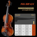 Violin 4/4 Full Size Set, MIRIO Acoustic Fiddle for Beginners Adults Solid Spruce Wood Violin Professional Violin Starter kit with Metronome Tuner and Accessories Included-Ebony Fitted for Students