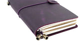 Leather Journal, Handmade Vintage Refillable Travel Diary Writing Notebook Gift for Men & Women 5.3"x4" Purple