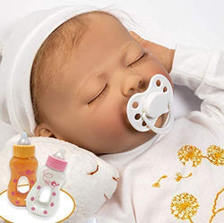 Paradise Galleries Bundle Newborn Reborn Baby Doll with Magnetic Pacifier and Magic Bottles, Wishes and Dreams, 21 inch Sleeping Newborn Girl in GentleTouch Vinyl