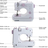 Sewing Machine Household Sewing Machine for Beginners Multi-Function Mini Sewing Machines with Built-in 12 Floral Stitches Hand-held Tailor Device for Kids Children Pet's Cloth