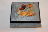 Light Blue Italian inlaid musical jewelry box with original butterfly design and customizable