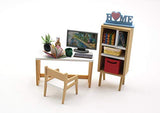 1:18 Cool Beans Boutique Miniature Dollhouse Furniture DIY Kit – Workstation Set with Computer, Desk, Chair, and Bookcase – 1:18 Scale Miniature Furniture (English Manual) 1181035