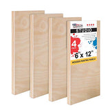 U.S. Art Supply 6" x 12" Birch Wood Paint Pouring Panel Boards, Studio 3/4" Deep Cradle (Pack of 4) - Artist Wooden Wall Canvases - Painting Mixed-Media Craft, Acrylic, Oil, Watercolor, Encaustic