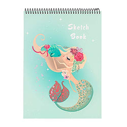 Sketch Book, 100 Pages (50 Sheets), Spiral Bound Artist Sketch Pad, Durable Acid Free Drawing Paper for Drawing, Painting, Sketching or Doodling, Mermaid Cover for Girls