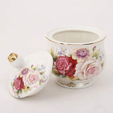 ufengke 15 Piece European Ceramic Tea Sets,Bone China Coffee Set with Metal Holder,Colorful Rose Painting Pumpkin Coffee Tea Pot