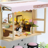 MAGQOO Dollhouse Miniature with Furniture DIY Wooden Dollhouse Kit Tiny House Kit DIY House Kit Creative Room Idea Dust Proof Included (Cat Coffee Garden)