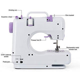 Portable Sewing Machine Mini Electric Household Crafting Mending Sewing Machines Multi-Purpose 12 Built-in Stitches with Foot Pedal for Home Sewing, Beginners, Kids (Purple)