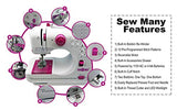 Sew Mighty, Mighty Multi Sewing Machine – Multifunction Machine with 12 Preprogrammed Stitches, Dual Speed, Forward & Reverse, Battery & AC Power with Foot Pedal, Extension Table & Sewing Kit