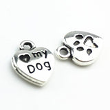 Y&Y Star 50pcs Love Heart 13x10mm DIY Mini "My Dog" with Dog Puppy Paw PrintCharms Pendant for