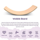 Made in USA Bunny Hopkins Wooden Wobble Board For Kids, Award Winning Wooden Toddlers Balance Board for Boys and Girls, Toddler Rocker Open Ended Learning Toy, Kids Activity Toy (Regular, Unfinished)