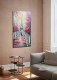 V-inspire Art,24x48 inch 100% Hand Painted Contemporary Abstract Oil Paintings Pink Lover Modern Decorative Artwork on Canvas Wall Art Ready to Hang for Home Decoration Romantic Tower Wall Decora