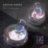 3 Boxes Ice Transparent Aurora Nail Powder Neon Rainbow Holographic Chameleon Powder Multi Chrome Iridescent Pigment Pearlescent Nail Art Glitters(#1#2#3)