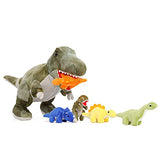 Muiteiur Dinosaur Stuffed Animal Soft Plush T-Rex Zippered Belly Inside with 5 Cute Baby Dinosaur Great Gift Set for Kids,19.6inch