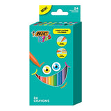 BIC Kids Crayons, Break Resistant, Wrap-Free, Long-Lasting Coloring, Vivid Assorted Colors, 24-Count - Pack of 3