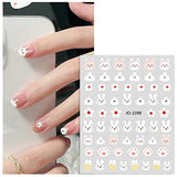 Easter Nail Art Stickers 3D Self-Adhesive Cute Bunny Nail Decals Easter Nail Decorations Easter Rabbit Carrot Design for Women Girls Holidays Acrylic Nail DIY Nail Supplies-6 Stickers