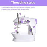 WIENOLOA Mini Sewing Machine with Extension Table and Sewing Machine Accessories Cotton Fabric Two Threads Double Speed Double Switches Household Kids Beginners Travel Automatic Sewing Machine Kit