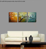Wieco Art Full Blossom Extra Large Modern 3 Panels Gallery Wrapped Flowers Artwork 100% Hand Painted Abstract Floral Oil Paintings on Canvas Wall Art for Living Room Bathroom Home Decor XL