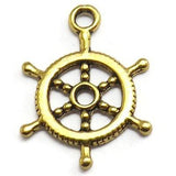 CrazyPiercing 20 Pcs Ship Wheel Charms captain nautical for Crafting and Jewelry-making (Gold