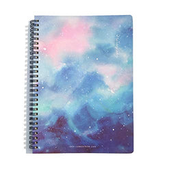 Siixu Star Rover Hardcover Journal, Spiral Color Notebook for Record/Idea/Meeting, Lined Paper, Cute Beautiful Design, 136 Pages, Large, Light Blue, Lay Flat