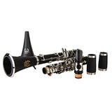 Rhythm Bb Clarinet 17 Nickel Keys Black Bb Clarinet - Woodwind Band & Orchestra Musical Instruments for Beginners, Includes Clarinet, Clarinet Case, Stand