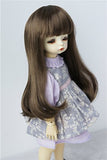 Wigs Only JD319 6-7inch 16-18CM 1/6 YOSD Wigs Synthetic Mohair Long Slight Curly BJD Hair (Medium Brown)