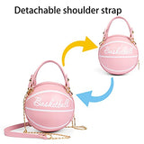 BABABA Women's basketball shoulder bag Messenger Bag handbag mini round bag PU bag, Zipper closure, suitable for women (Pink)