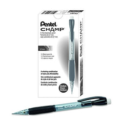 Pentel Champ Mechanical Pencil, 0.7mm, Tinted Black Barrel, Box of 12 (AL17A-R1)