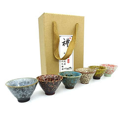 VNASNST 6 pieces Tea Cup Kung Fu Sake Porcelain Cup Gift Box Made of Japanese and Chinese Handmade Ceramics