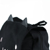 Black College Cute Cat Embroidery Canvas School Backpack Bags for Kids Kitty(Pink)