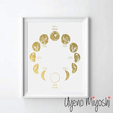 Moon Phase II Gold Foil Art Print Moon Calendar Gold Print Moon Phase Modern Gold Wall Art Decor (08" x 10" UNFRAMED)