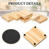 4 Inch Unfinished Square Wood Coasters Square Blank Wood for DIY Crafts Coasters with Non Slip Foam Dot (24 Pieces)