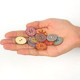 Mahaohao Mixed Random Flower Painting Round 2 Holes Decorative Wood Wooden Buttons for Sewing