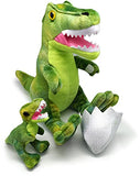 T-Rex Dinosaur with Baby T-Rex and Egg, 12in Plush