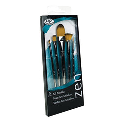 Royal & Langnickel, Zen Series 73 Set of 5 Brushes, Standard Handle, Synthetic Filament, Oval