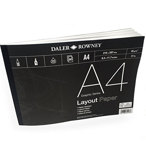 Daler Rowney – Layout Paper Pad – 45gsm – 80 Pages – A4 Landscape – Made in England