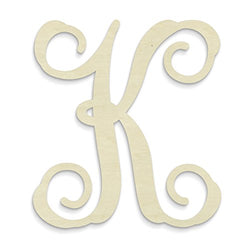 UNFINISHEDWOODCO Single Vine Unfinished Monogram K Decorative Letter, 13-Inch