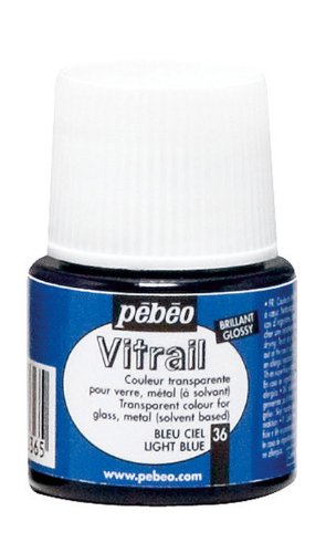 Pebeo Vitrail Stained Glass Effect Glass Paint 45-Milliliter Bottle, Sky Blue