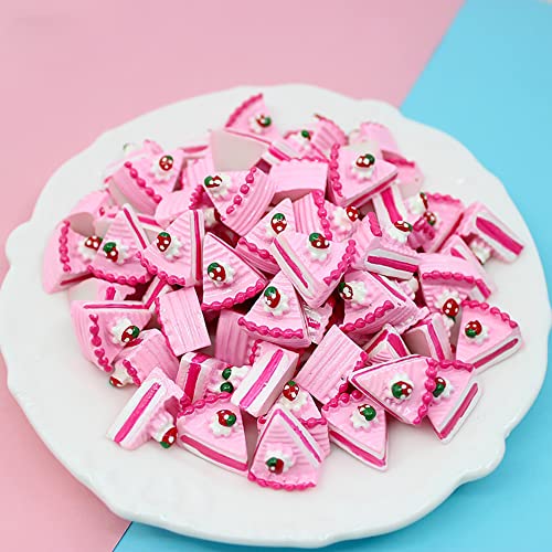 Hiawbon 30 Pcs Miniature Cake Resin Food Dessert Figurines Cute Slime Charms Slices for Dollhouse Kitchen Decoration Scrapbooking Crafts Phone Case Decor