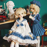 HMANE BJD Clothes 1/4, Navy Style White Dress for 1/4 BJD Dolls (No Doll)